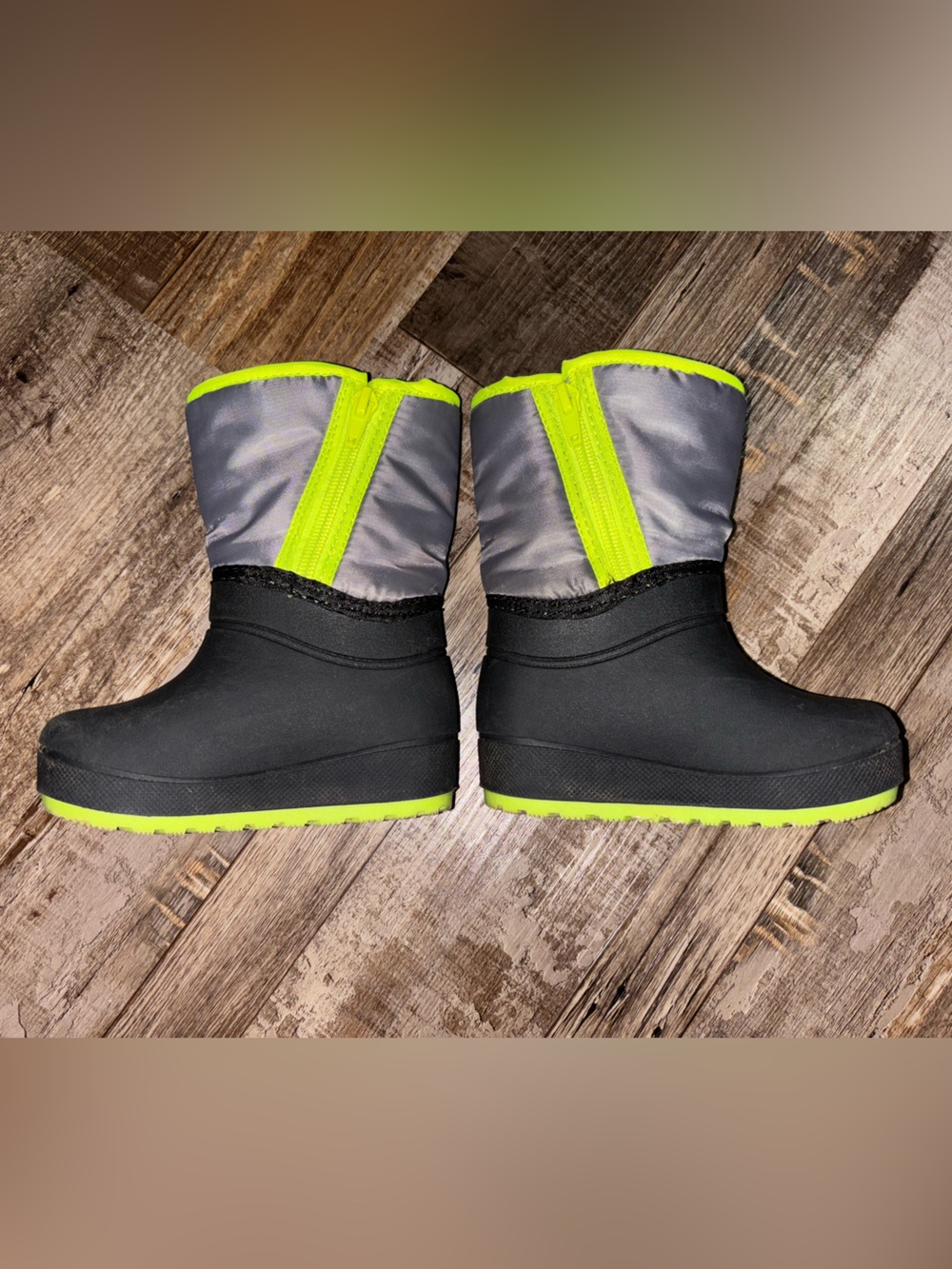 Toddler Waterproof Winter Boots - Neon Lime & Gray